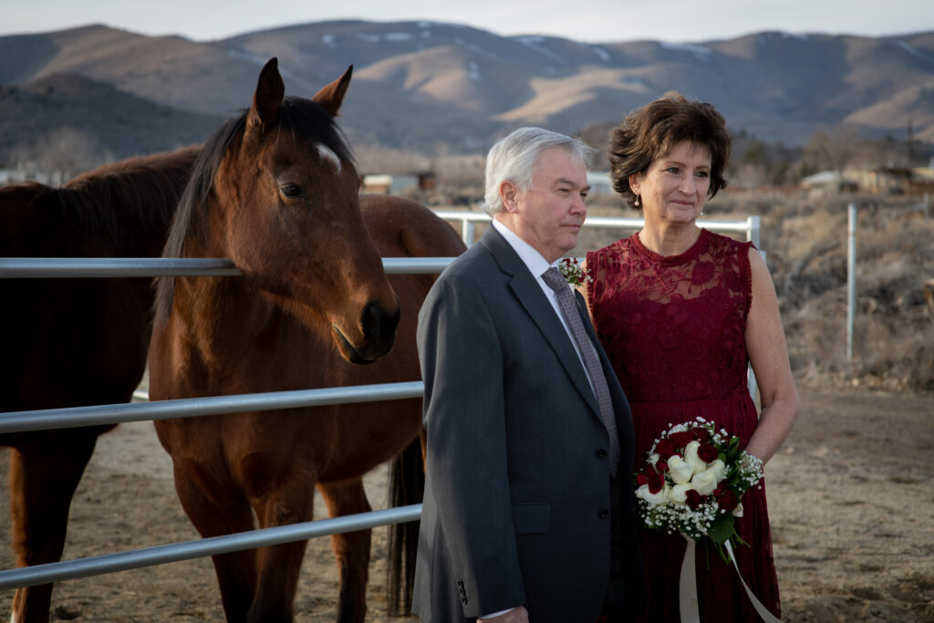 Wedding with horses in Wellington, Nevada